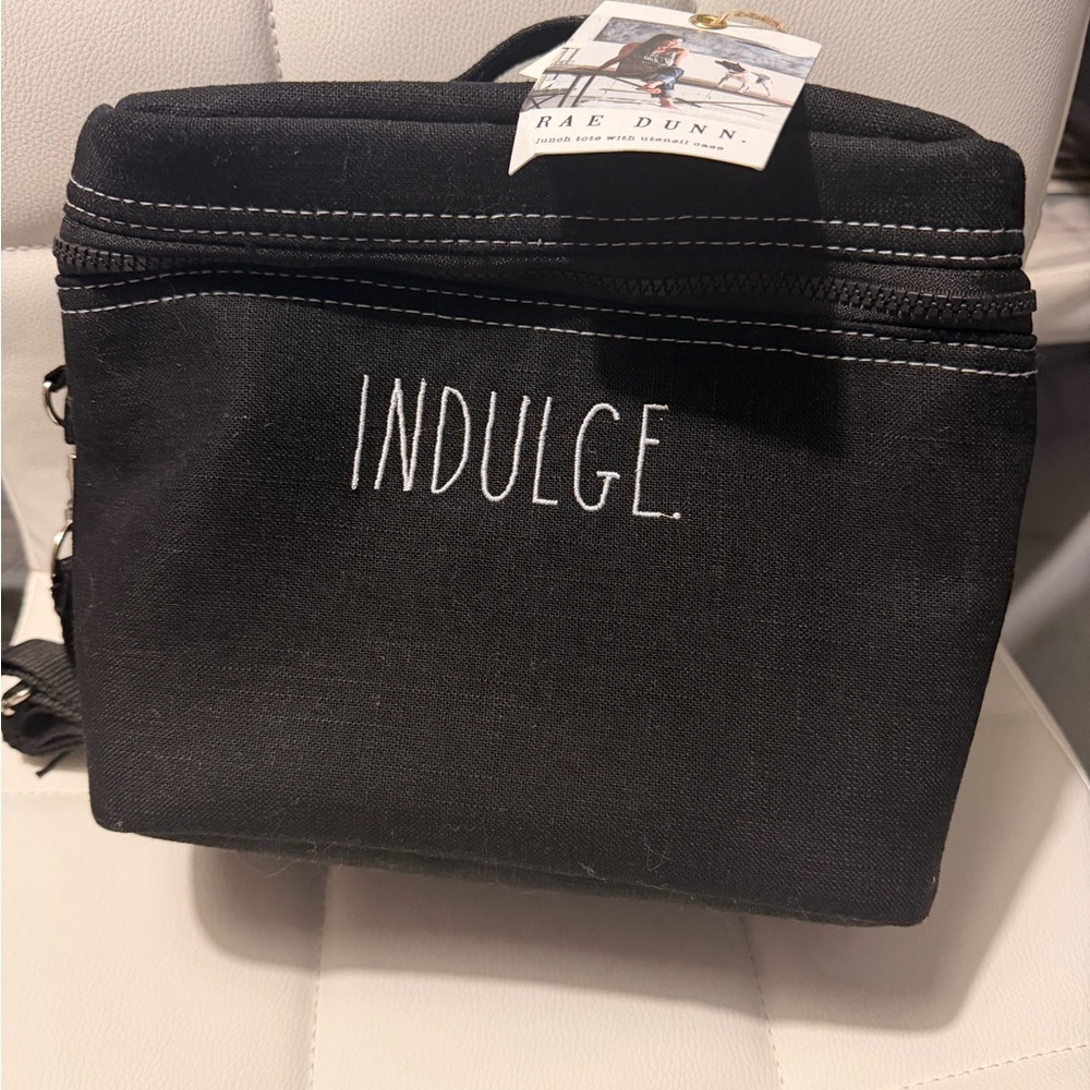 Rae Dunn Black Canvas Lunch Bag
